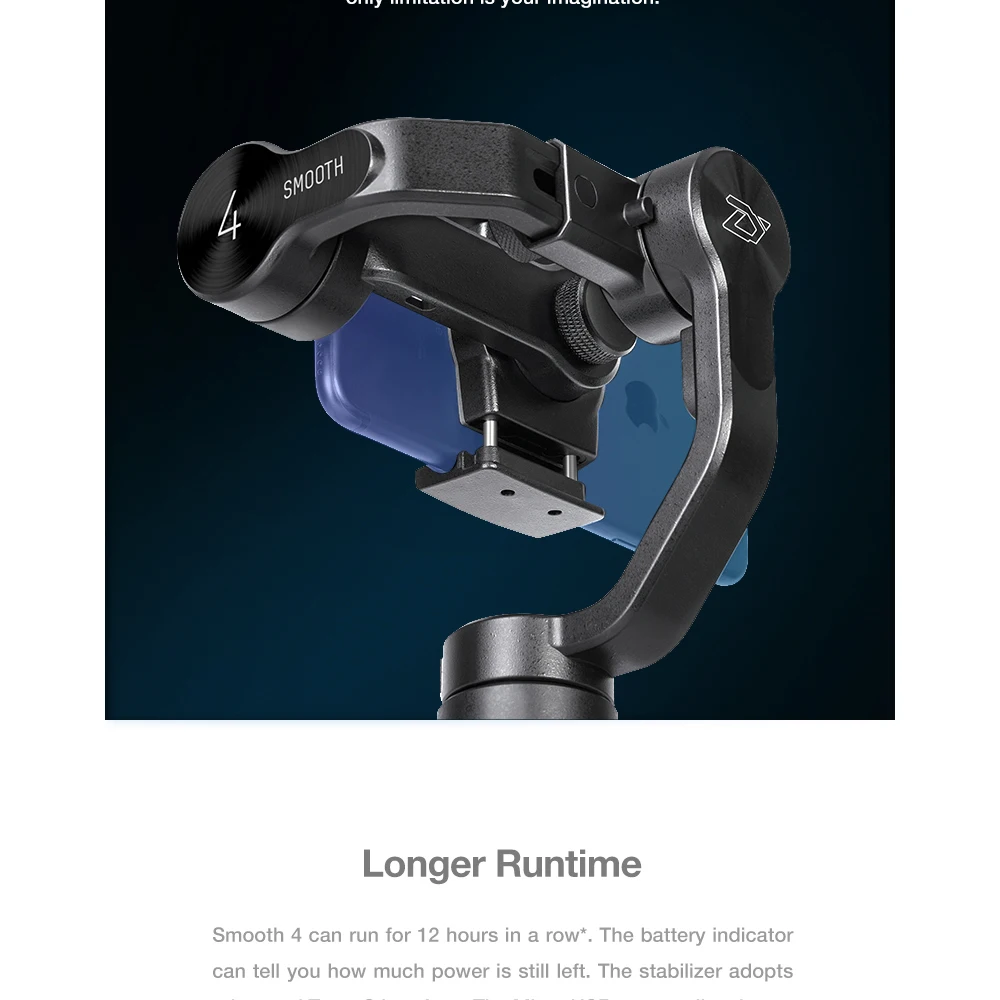 ZHIYUN Smooth 4 3-осевой ручной шарнирный стабилизатор для камеры GoPro для смартфонов iPhone, Samsung Galaxy, телефон камеры стабилизатор