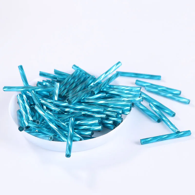 100 pcs Handmade DIY Glass Twisted Tube Jewelry European Embroidery Bead Accessories with 25mm Glass Spiral Tube Length