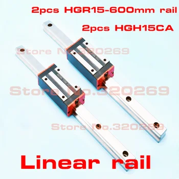 

CNC 2pcs 15mm carriages HGH15CA linear block with 2pcs HGR15 - 600mm linear guide rail