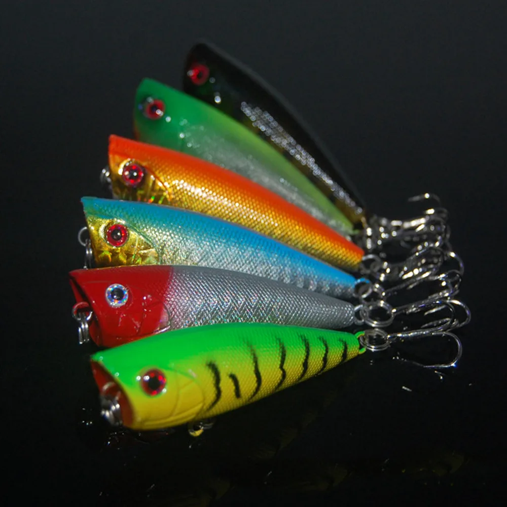10PCS Fishing topwater Popper lure hook suspending baits 6.5cm/7g Free shippingin Fishing Lures