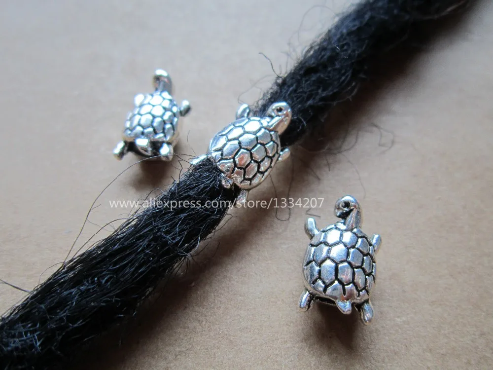 

10Pcs/Lot Tibetan silver metal small Tortoise hair braid dread dreadlock beads tube rings for Hair Styling Accessories