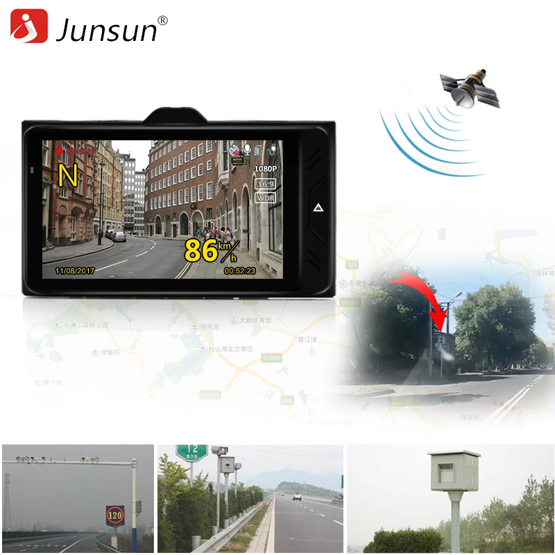 Junsun a795 Автомобильные видеорегистраторы GPS Камера 2 в 1 LDWS SpeedCam Ambarella a7la50 Full HD 1296 P