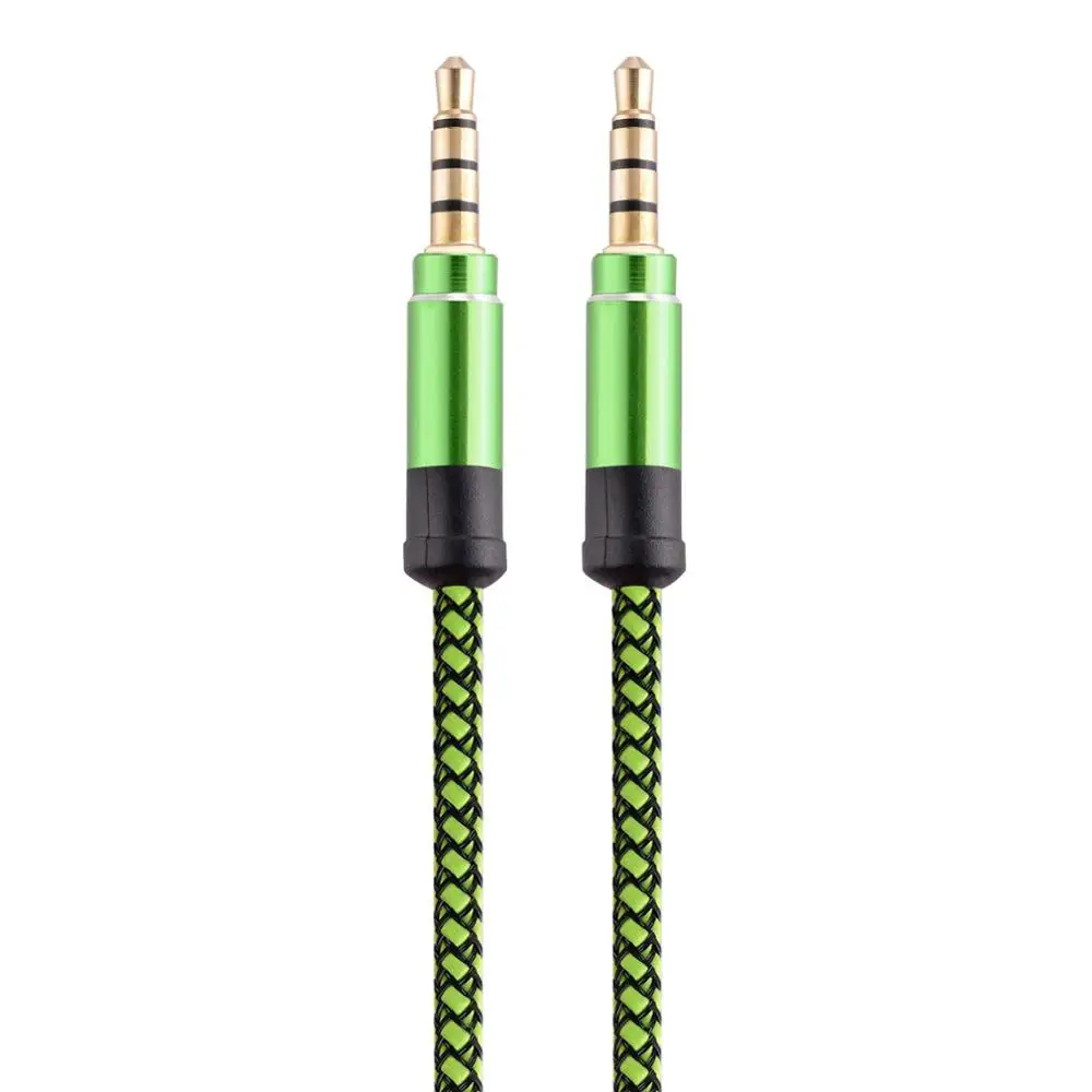 1,5 м нейлоновый аудио кабель 3,5 мм до 3,5 мм Aux кабель папа-папа кабель Золотая вилка автомобильный шнур Aux для iphone 7 для samsung для автомобиля - Название цвета: Зеленый