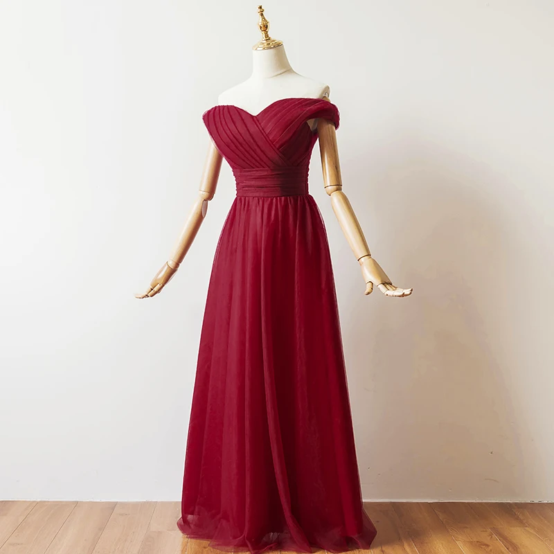 

Luxury Designer New Elegant Plus Size Vintage Off Shoulder Floor Length Summer Formal Wine Red Party Long Dress Christmas dress