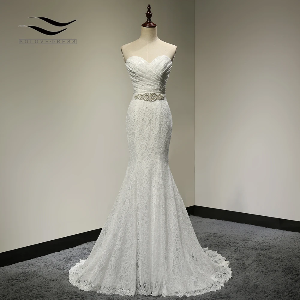 Vintage White Lace Charming Mermaid Wedding Dress