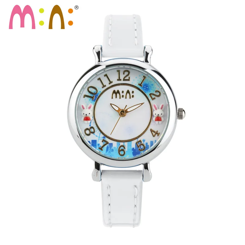 

100% Handmade Clay Rabbit Children Childlike Watch Quartz  Real Leather Wristwatch Kids Lovely Analog Relojes MINI World NW7048