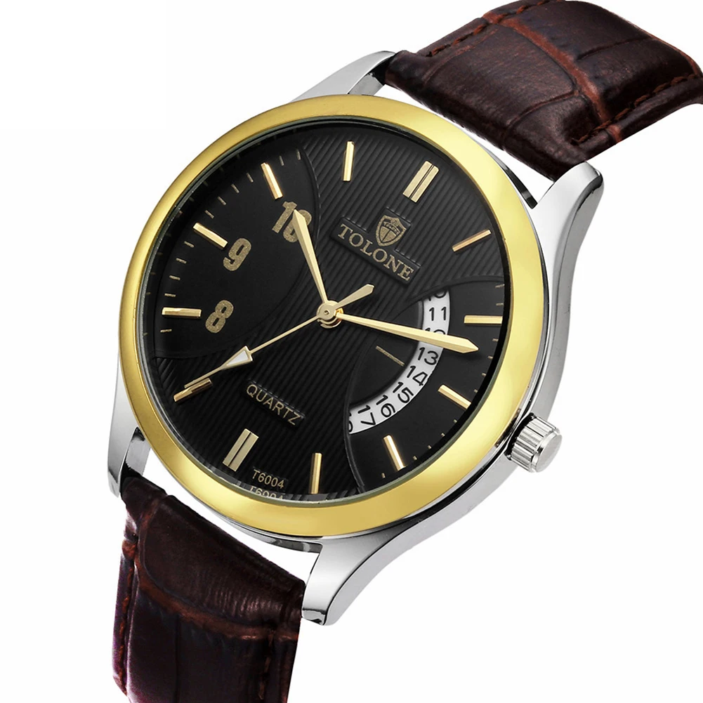 

Luxury Men's Watch Faux Leather Analog Quartz Business Gift Wrist Watch Date Gift