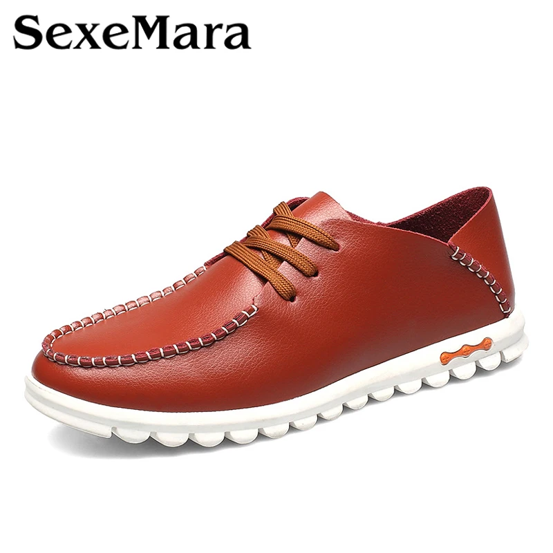 

EU 38 TO EU 47 men casual shoes Spring Summer men shoes Adult Male Fashion Flat Leather Shoes Brown Black Red Brown For Walking