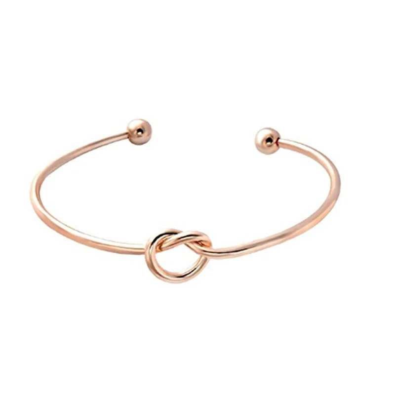

DIY bowknot bracelet love knot opening bracelets bangles for women girls 2018 new jewelry Metal Knot open cuff bracelet for men
