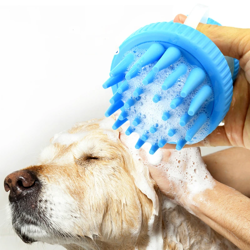 

Pet Washer Dog Cat Brush Cleaner Puppy Wash Tools Soft Gentle Silicone Bristles Quickly Cleaing Brush with Built-in Shampoo