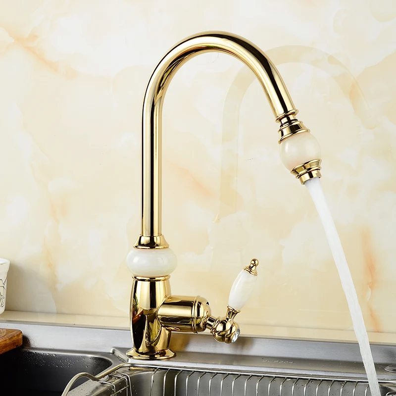 Fapully Kitchen Mixer Pull Out Spray Head Faucet Crystal Handles Deck Mounted Gold Kitchen Taps Brass Jade Body Mixer 549-33G Fapully Kitchen Mixer Pull Out Spray Head Faucet Crystal Handles Deck Mounted Gold Kitchen Taps Brass Jade Body Mixer 549-33G