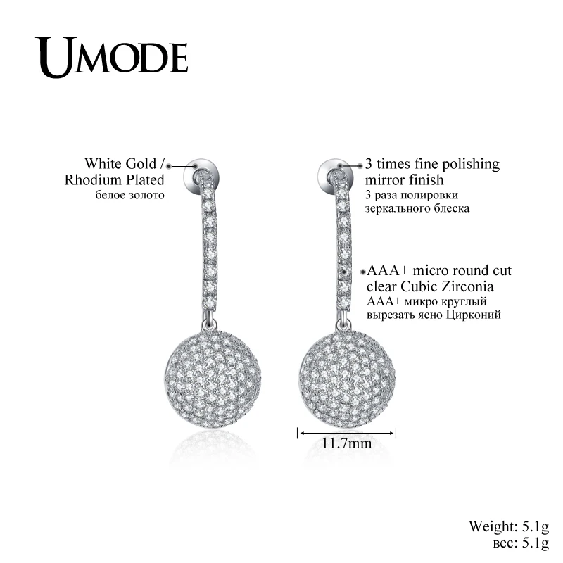 UMODE серьги-капли с кристаллами для женщин, Новая мода CZ Brincos Grandes Fashion Para Mulheres Bijoux Femme, рождественские подарки AUE0249