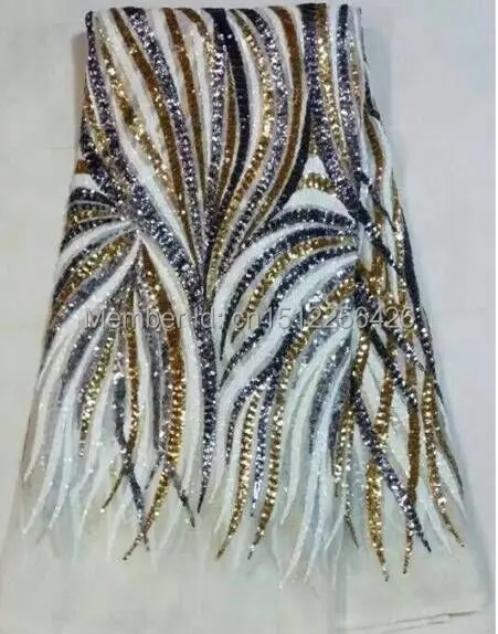 Африканская гипюровая кружевная ткань с пайетками кружевная ткань Африканская вышитая сетчатая кружевная ткань свадебное платье ткань