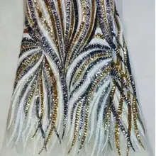 Африканская гипюровая кружевная ткань с пайетками кружевная ткань Африканская вышитая сетчатая кружевная ткань свадебное платье ткань