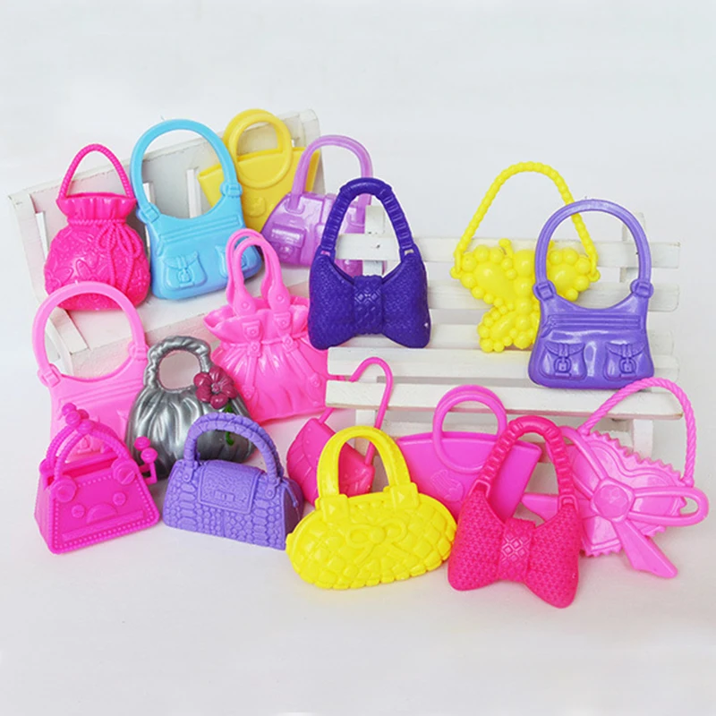 New 10 pcs Cute Mini Bags Handbag for Barbies Dolls Accessories Parts