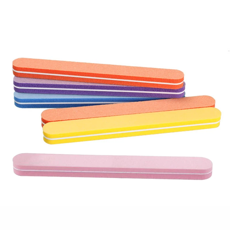 

5 Pcs/lot Nail File 100/180 High Quality Nail Files Buffer Sanding Manicure Tool Mix Color Sandpaper Strip Bar Polishing Nails