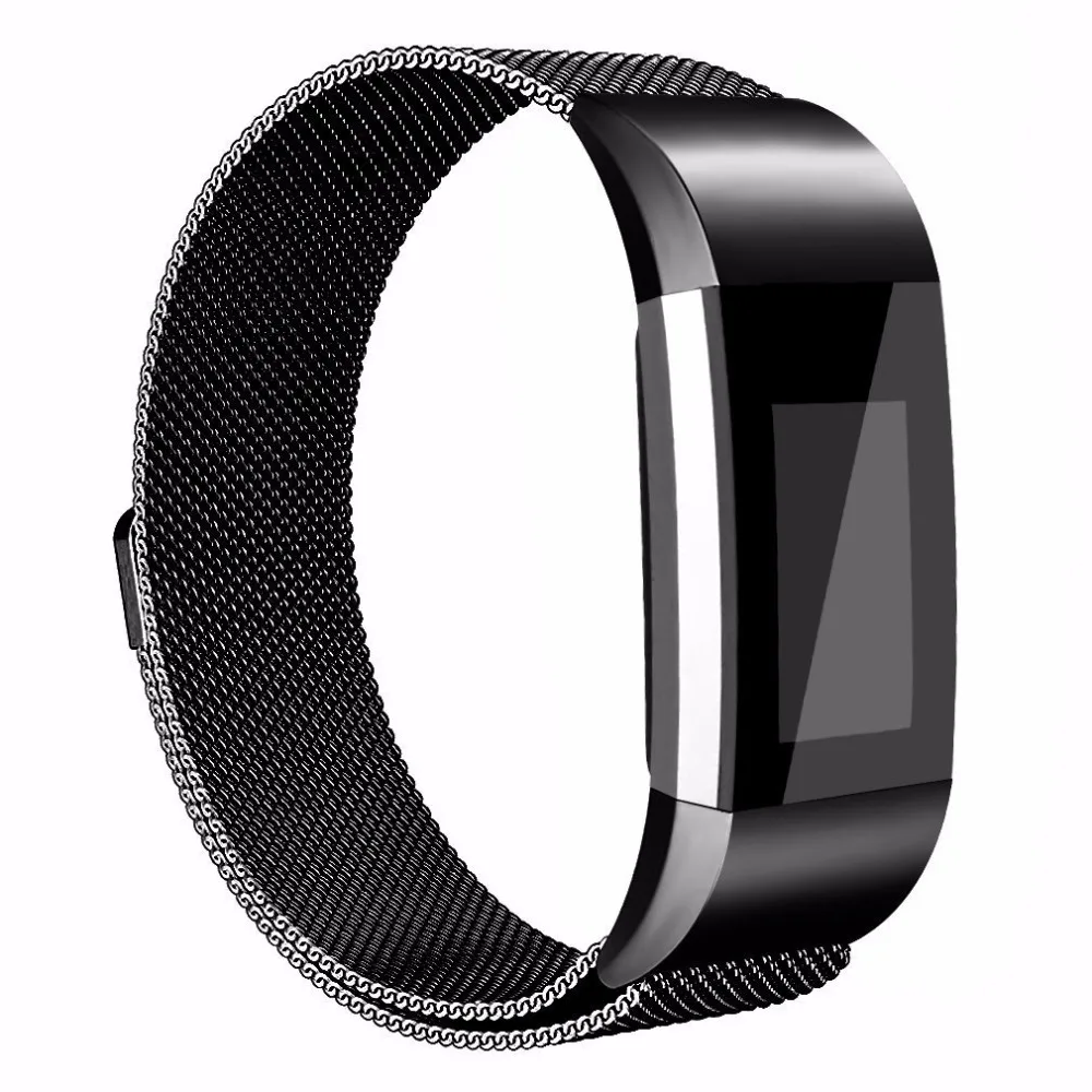 Для fitbit заряд 2 полосы, milanese Loop Нержавеющая сталь Браслет Смарт часы ремешок с уникальным магнит замок для FitBit Charge 2