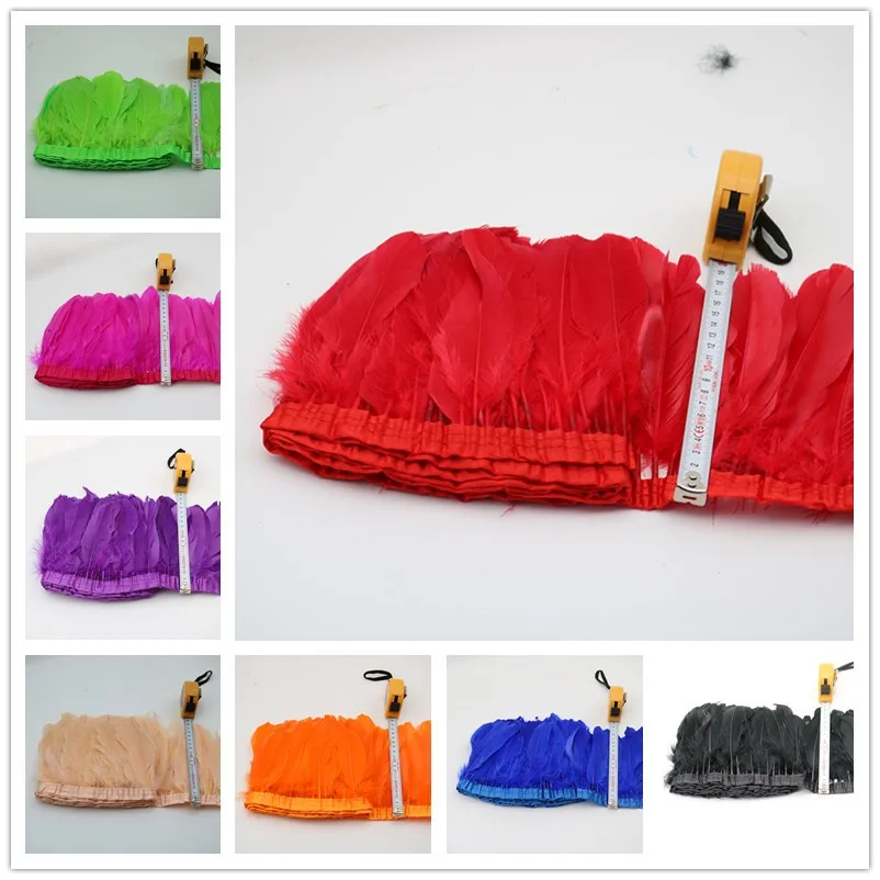 

Wholesale 2meter goose feather / multicolor dyed goose ribbon / 15-20 cm goose feather stripe decoration DIY belt 19 color