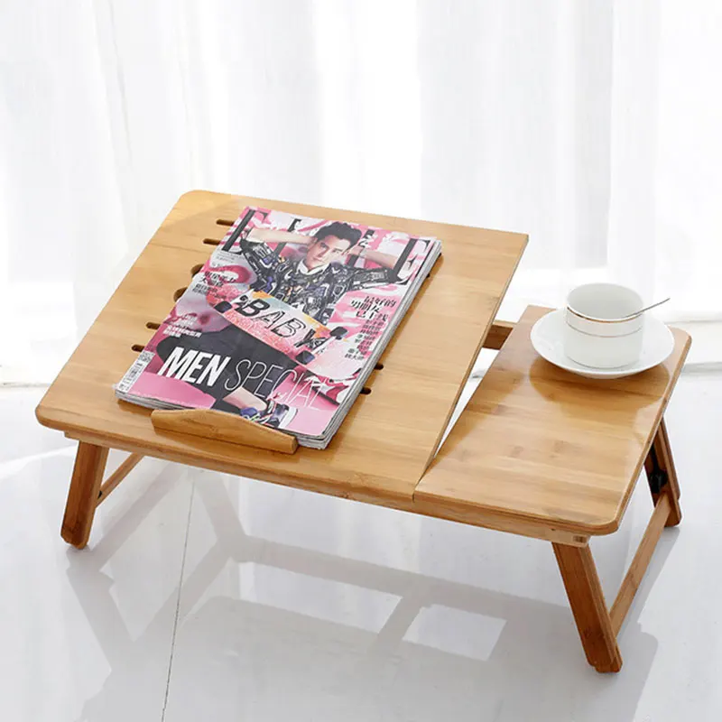 Регулируемый бамбуковый столик для ноутбука Студенческая кровать стол складной стол для ноутбука с охлаждающим отверстием с ящиком 50*30 см