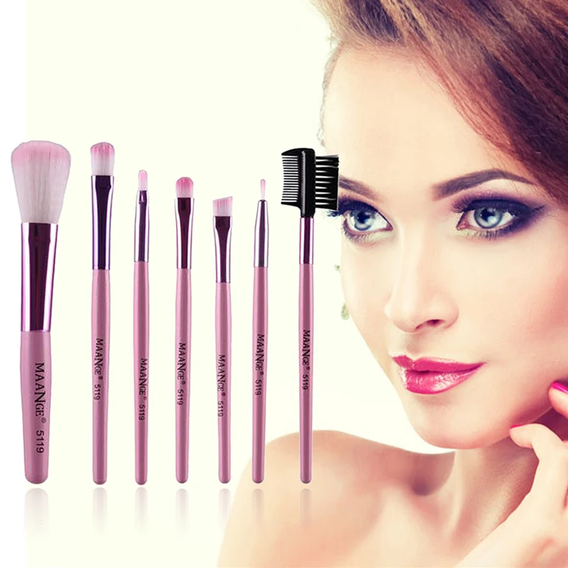 

7pcs/kits Professional Nylon Makeup Brushes Set Cosmetics Foundation Brush Tools For Face Powder Eye Shadow Eyeliner Lip