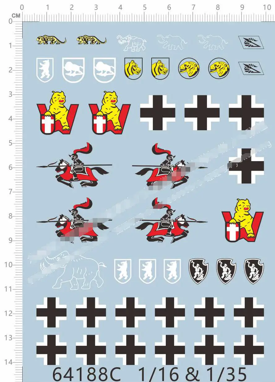 

1/16 1/35 Tiger Tank Cavalry Lion Elephant C Logo Model Kit Water Decal