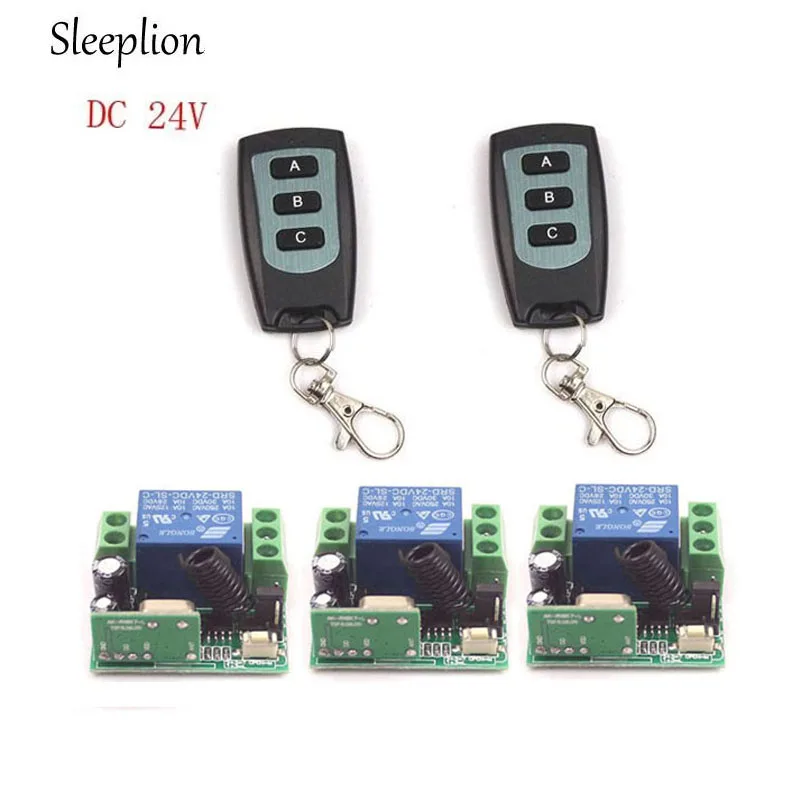 Sleeplion DC 24V 1CH Channel Wireless RF Remote 2 3 key Switch Transmitter 3 Receiver On