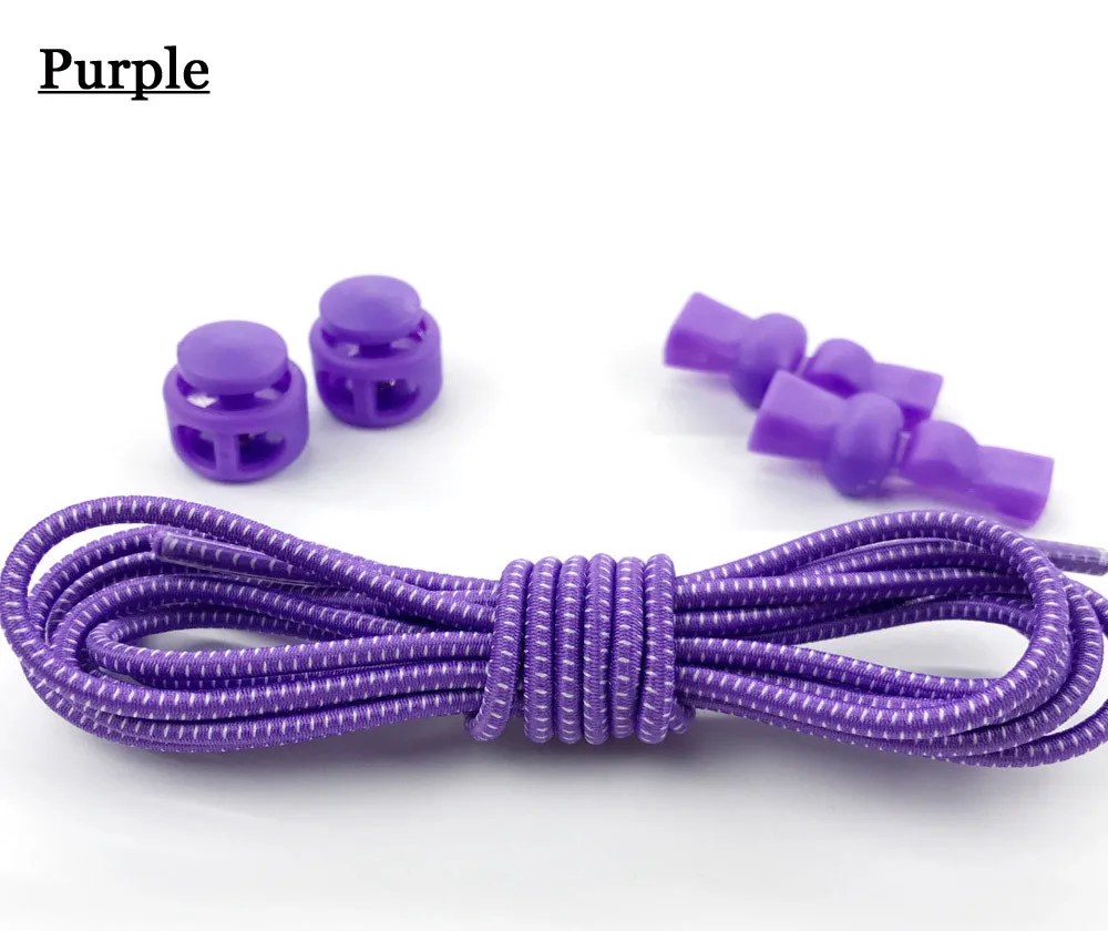 10 пар/лот растягивающийся замок кружева 21 Цвета фиксирующий башмак шнурки эластичные шнурки для кроссовок шнурки для бега/триатлона - Цвет: purple