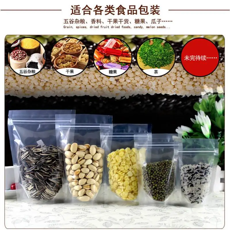 

10pcs 18*26*4cm Zip Lock Clear Plastic Candy Packaging Stand Up Pouch for Food Snack Dried Tea Storage Ziplock Doypack Bag