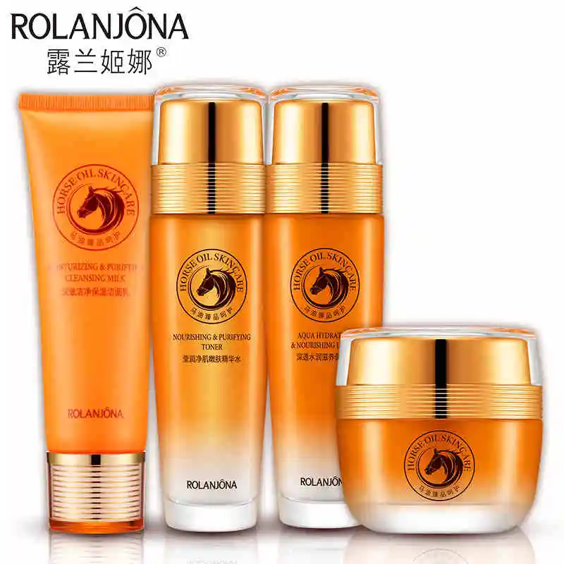 Horse Oil Skin Care Set 4 piece Cleanser+Skin Toner+Skin Lotion+Cream
