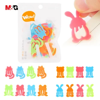 

M&G Cartoon Animals Colorful Plastic Paper Clips 24pcs Bookmarks Paper clips Binding Stationery Office Chancellory Wholesale