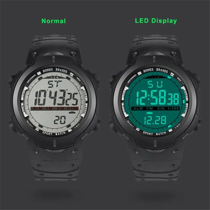 

Fashion Men LED Digital Date Military Sport Rubber Quartz Watch Alarm Waterpr Brand New High Quality Luxury Free Shipping0717