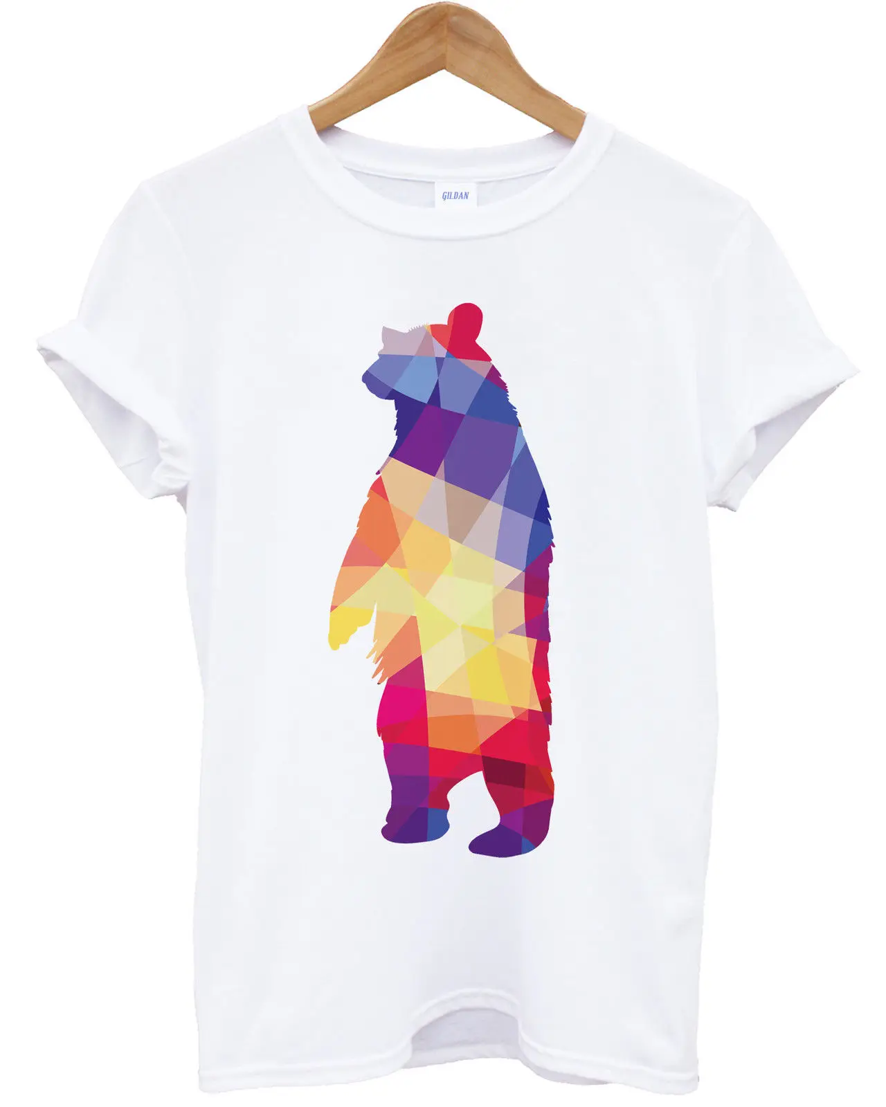 GEOMETRIC BEAR T SHIRT HIPSTER HIPPIE SWAG COLOR ANIMAL MENS UNISEX NEW TEE | Мужская одежда