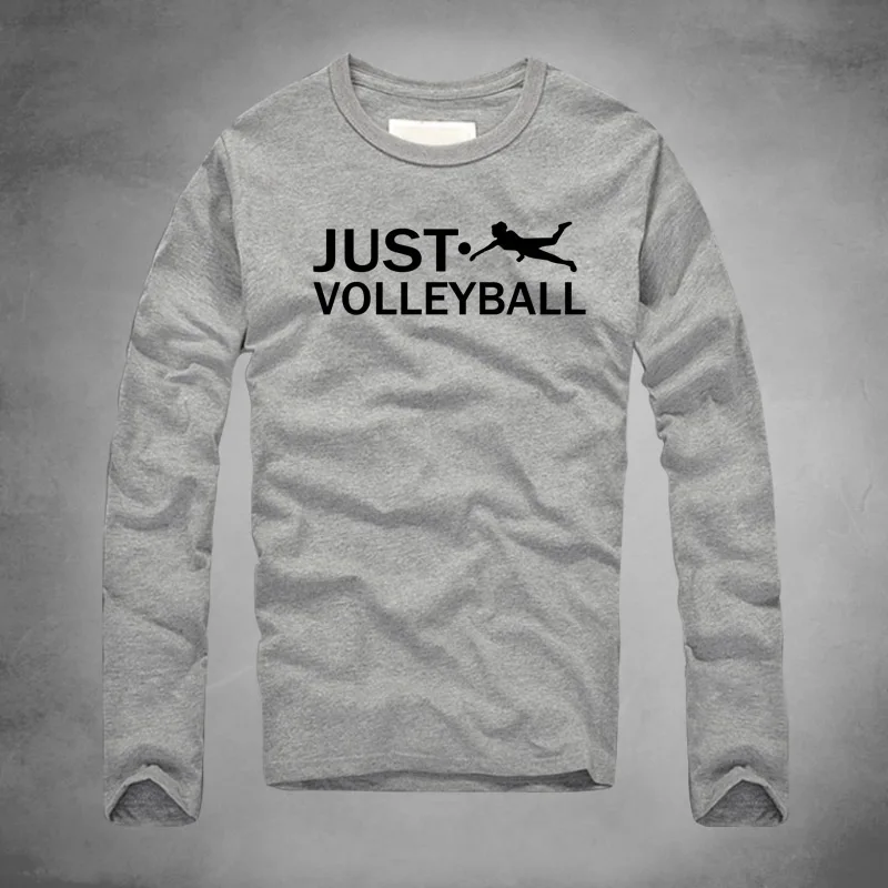 1 Just Volley мяч печатных новый бренд Топ Футболка Мода длинный рукав Slim Fit Мужские