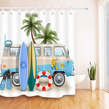 

Seaside Pattern Shower Curtain Environmental Protection Polyester High Quality Washable Bathroom Decoration Shower Curtain