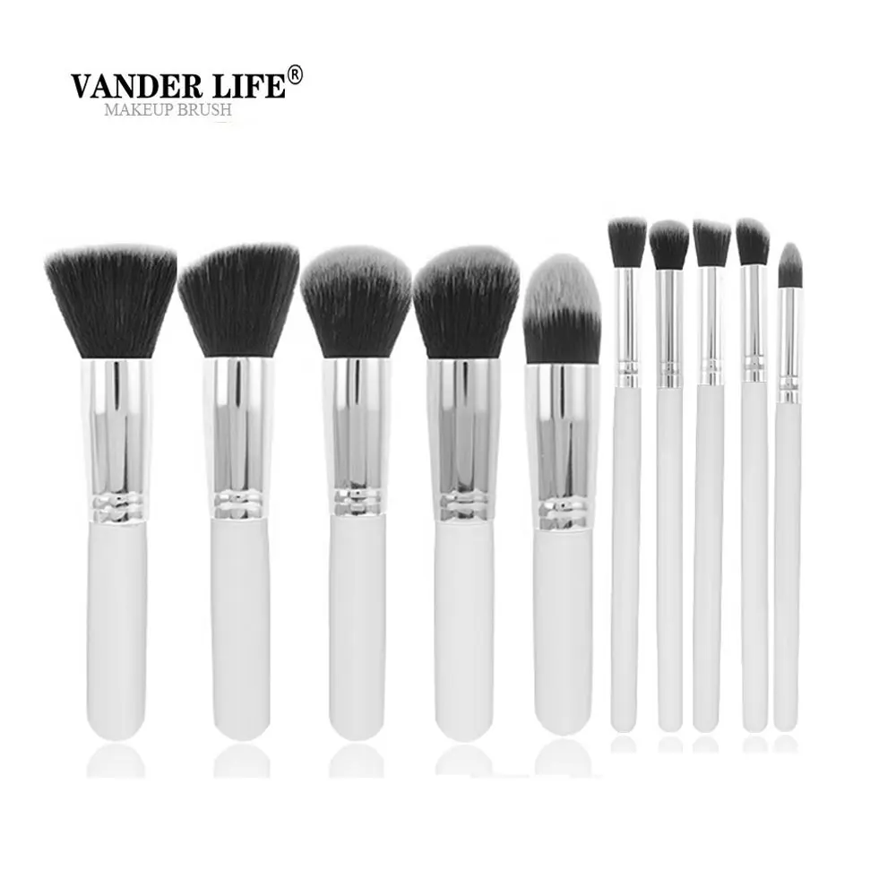 Brand White Professional 10PCS Makeup Brushes Set Soft Synthetic Hair Cosmetic Brush Tools kit