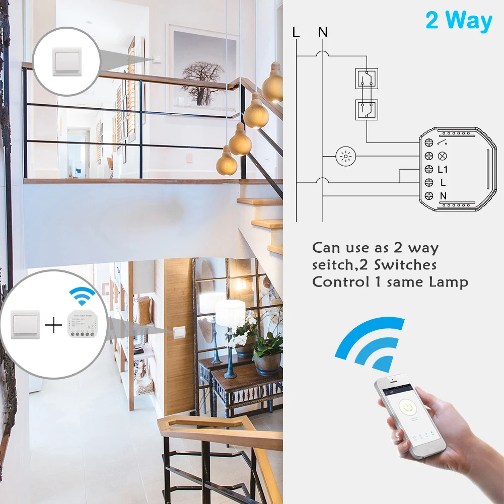 Wifi умный светильник-переключатель Diy выключатель Модуль Автоматизации Smart Life/приложение Tuya дистанционное управление, работает с Alexa Google Home 1/2 способ