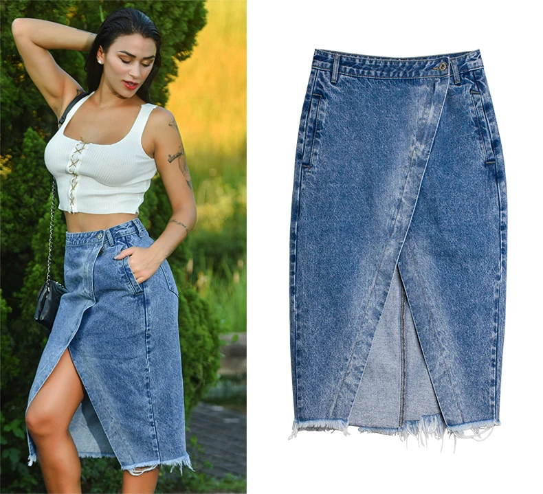 Skirt of female skirt hairline furl furl to wrap hip bull-puncher skirt irregular tassel tall waist skirt of halter MIDI skirt (11)