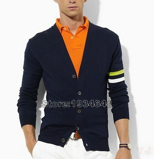 Polo Mens Sweaters Big Embroidery Brand Cardigan Deep V