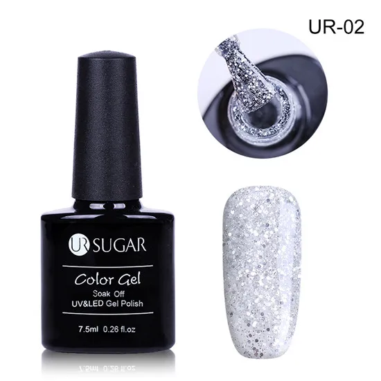 Ur Sugar 7,5 ml шампанского цвета: золотистый, серебристый Гель-лак для ногтей супер блестящий UV Гель-лак био-Гели Soak Off Лаки Гель-лак - Цвет: UR-02