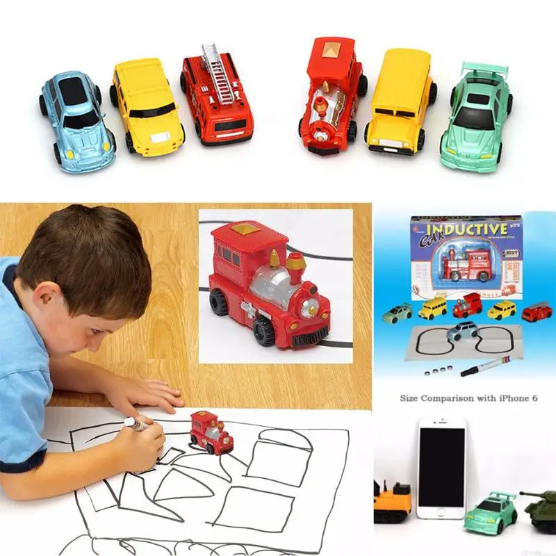 

New Mini Inductive Car Toy Fun Automatic Follow-Line Vehicles Fun Drawing Line Cars Engineering Truck Following Toy Random Type