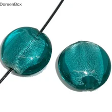 Doreen Box hot-20 Голубой плоский круглый фольга стеклянные бусины лэмпворк 20 мм(B06919