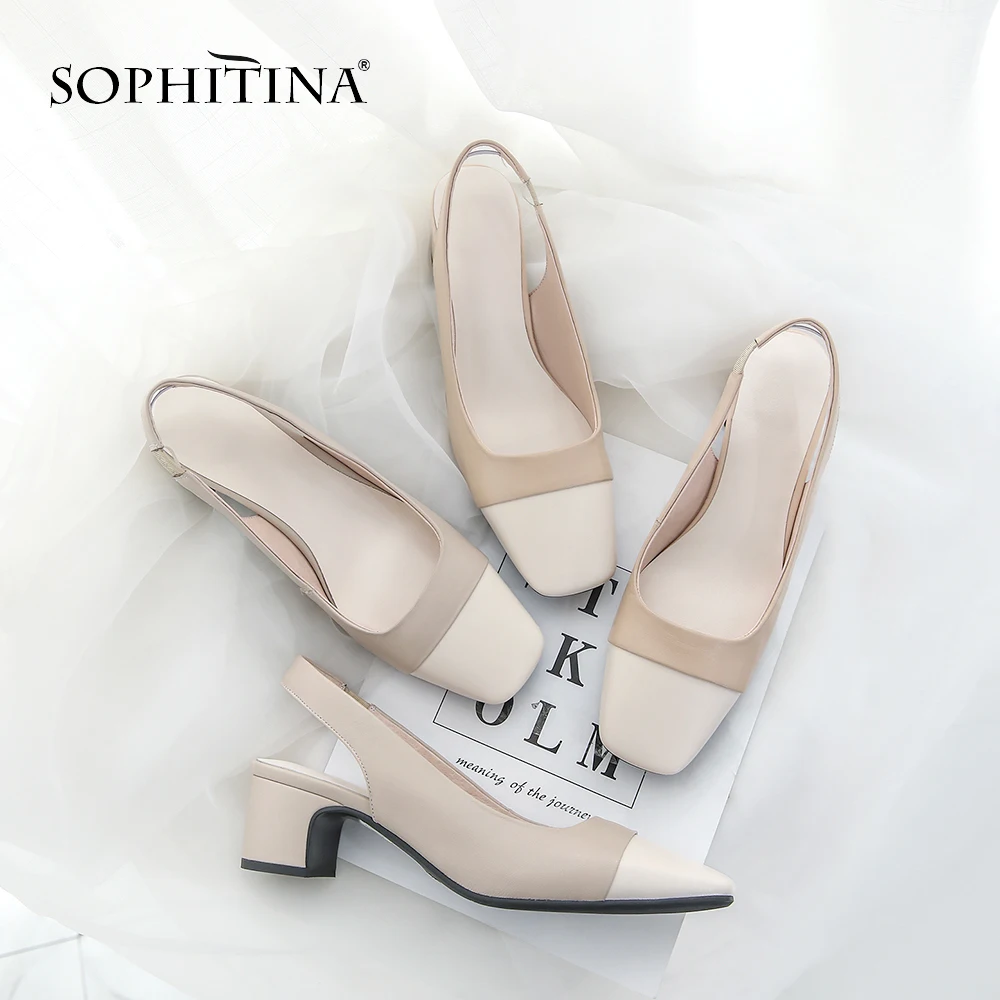 SOPHITINA/модные сандалии на полой подошве высокого качества из коровьей кожи с квадратным носком, подходящие по цвету туфли новые женские шлепанцы MO96