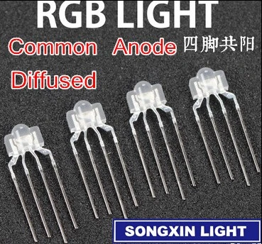 Details about / 100PCS 3mm 3-Pin LED Lamp Diffused Dual Colour Common Cathode LED LAMP A2TF