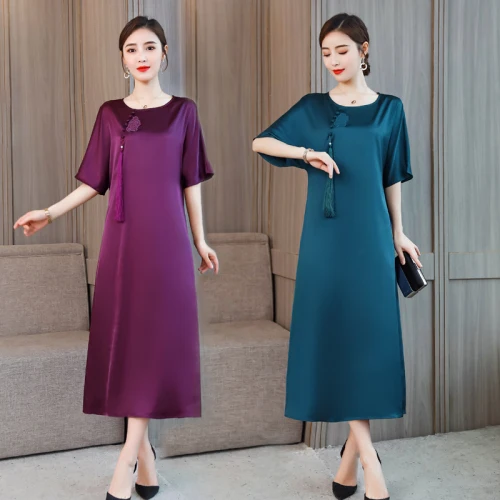 

2019 Summer Clothes For Women Plus Size Dress Casual Chinese Style Temperament A-line Tassel Loose Fashion Dresses Wine Red