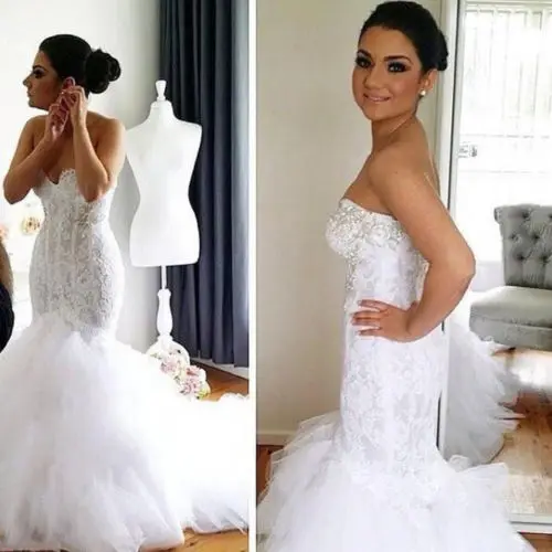 

Boho Vestido De Noiva 2019 Muslim Wedding Dresses Mermaid Sweetheart Lace Crystals Dubai Arabic Wedding Gown Bridal Dresses