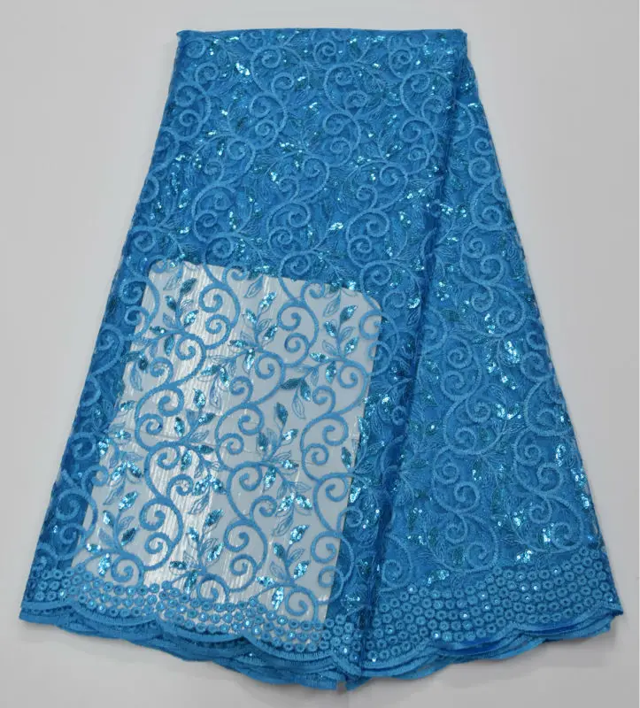 Высокое качество африканская кружевная ткань золото, королевский синий французский чистая вышивка Тюлевая кружевная ткань с блестками для нигерийских вечерние платья