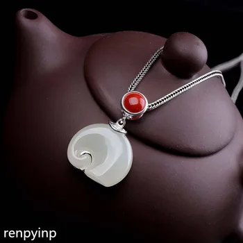 

KJJEAXCMY boutique jewelry S925 sterling silver jewelry necklace fashion pure handmade lady hetian jade elephant south red penda