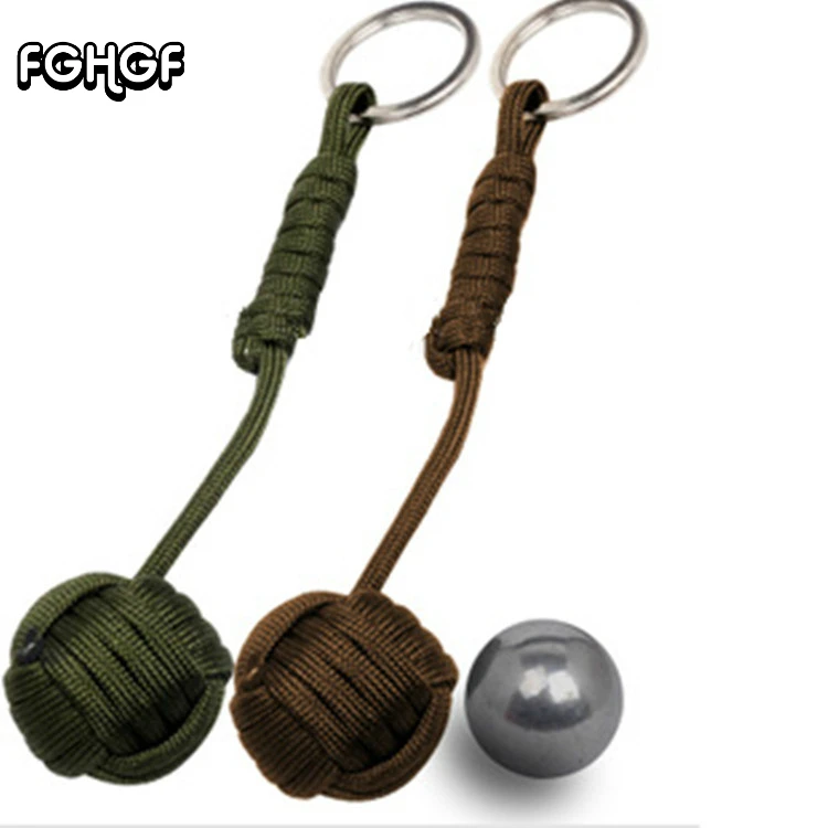 

Hot Sale Key Chain Security Protection Monkey Fist Steel Ball Bearing Self Defense Lanyard Survival Lifeline