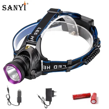 

Sanyi T6 LED Headlight Headlamp 4 Modes Frontal Flashlight Lantern Rechargeable Head Torch 18650 Light Cycling Warning Head Lamp