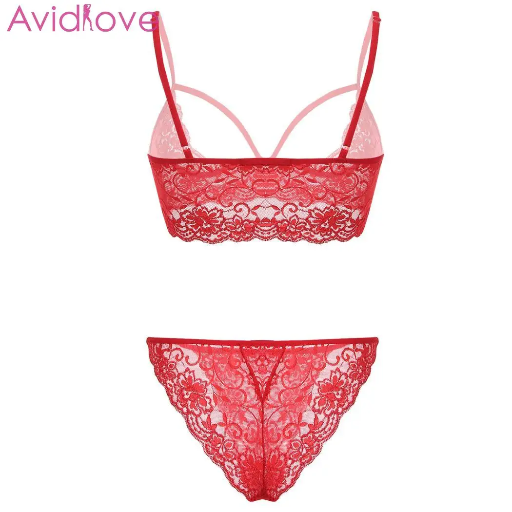 Avidlove Women Sexy Lingerie Set Sex Shop Transparent Bikini Exotic Bodysuit 2 Bra Sheer Cup Open Lace Briefs Avidlove Women Sexy Lingerie Set Sex Shop Transparent Bikini Exotic Bodysuit 2 Bra Sheer Cup Open Lace Briefs